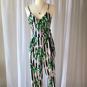 Black and White Striped Jumpsuit